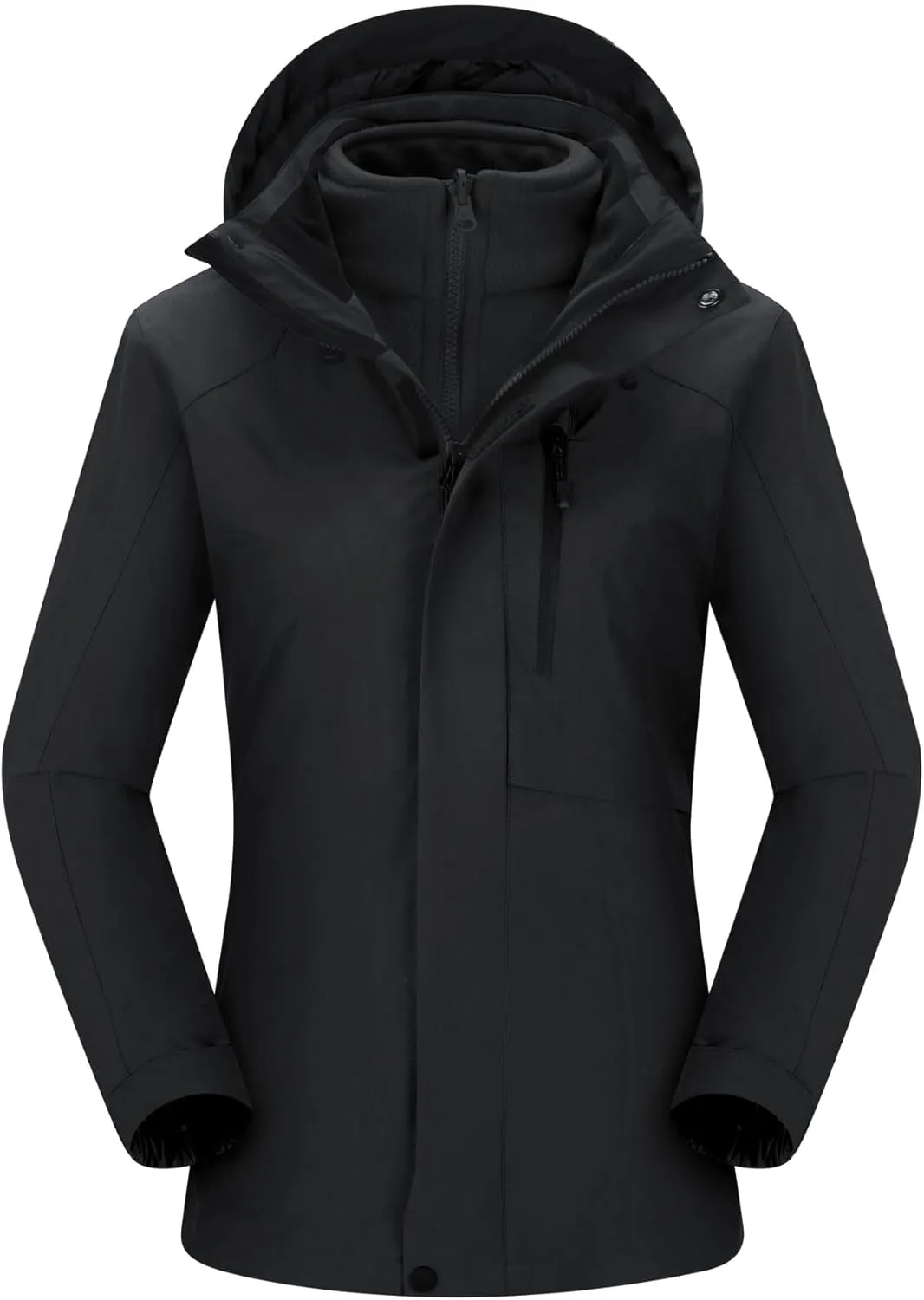 Women Winter Coat Double Warm Jacket Women's 3-in-1 Waterproof Jacket Hooded Rainproof Jacket Ski Jacket