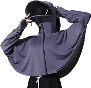 Women's Anti-UV Shirt Hooded Jacket Sun Protection Long Sleeve Shawl,Ice Silk Quick Drying Sweatshirt