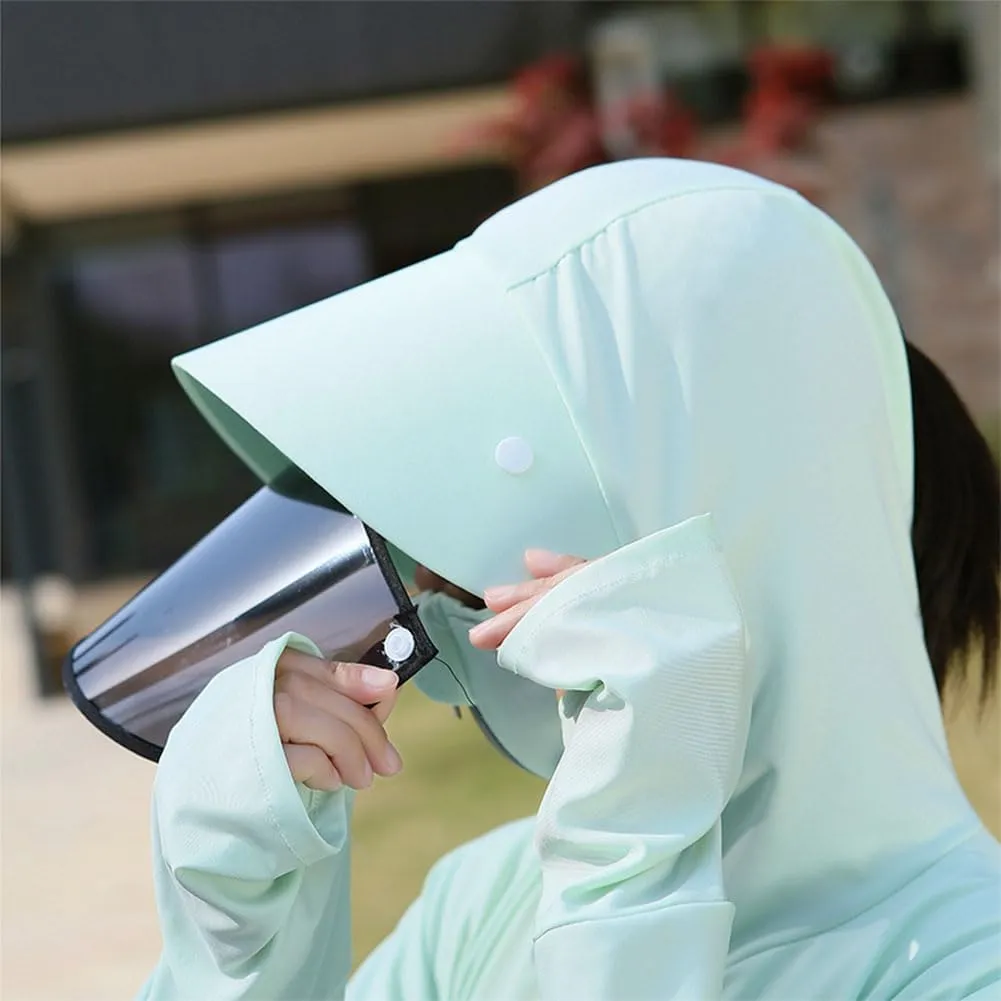 Women's Anti-UV Shirt Hooded Jacket Sun Protection Long Sleeve Shawl,Ice Silk Quick Drying Sweatshirt