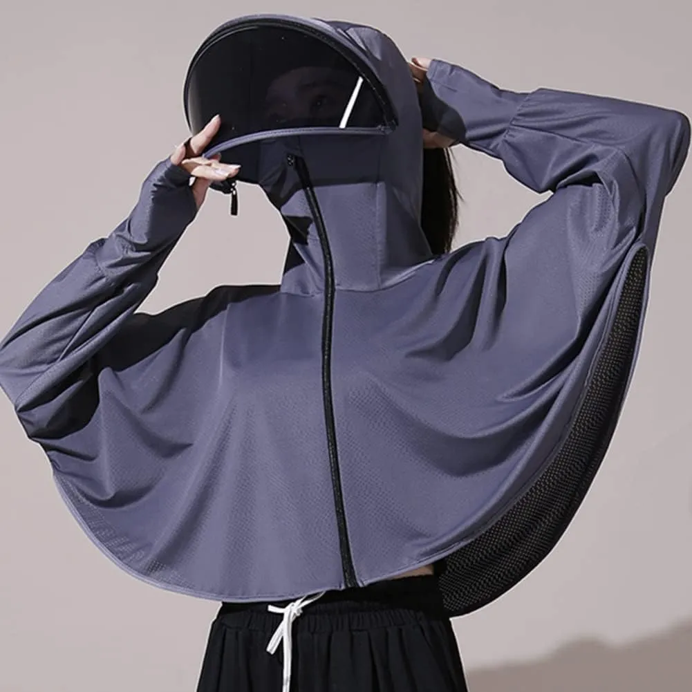 Women's Anti-UV Shirt Hooded Jacket Sun Protection Long Sleeve Shawl,Ice Silk Quick Drying Sweatshirt