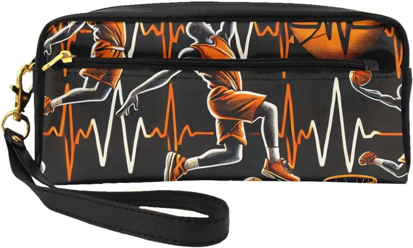 Womens Evening Clutch Orange Basketball Dunk Heartbeat Envelope Purse,Party Handbag,Makeup,Cosmetic Bag