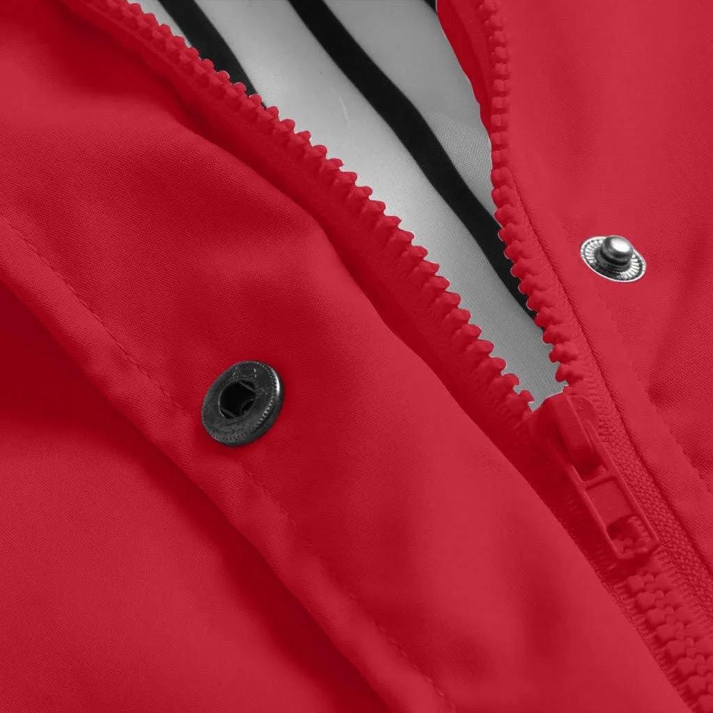 Women's Raincoats Windbreaker Rain Jacket Waterproof Lightweight Outdoor Hooded Trench Coats