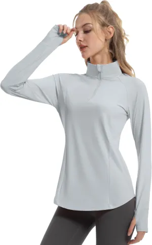 Women's Sun Shirts Long Sleeve Athletic Jackets UPF 50  Top with Thumb Holes Quick Dry for Golf Tennis Hiking