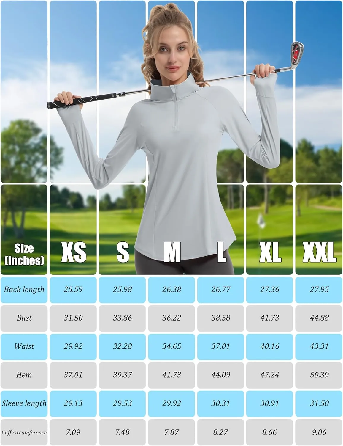 Women's Sun Shirts Long Sleeve Athletic Jackets UPF 50  Top with Thumb Holes Quick Dry for Golf Tennis Hiking