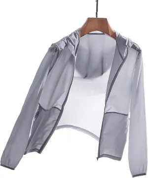 Women's UPF 87  UV Sun Protection, Breathable Ice Silk, Couple Sun Protection Clothing, Gray, 2XL,Running Fishing Windbreaker