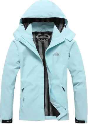 Women's Waterproof Raincoat Lightweight Rain Jacket Detachable Hood Travel Outdoor