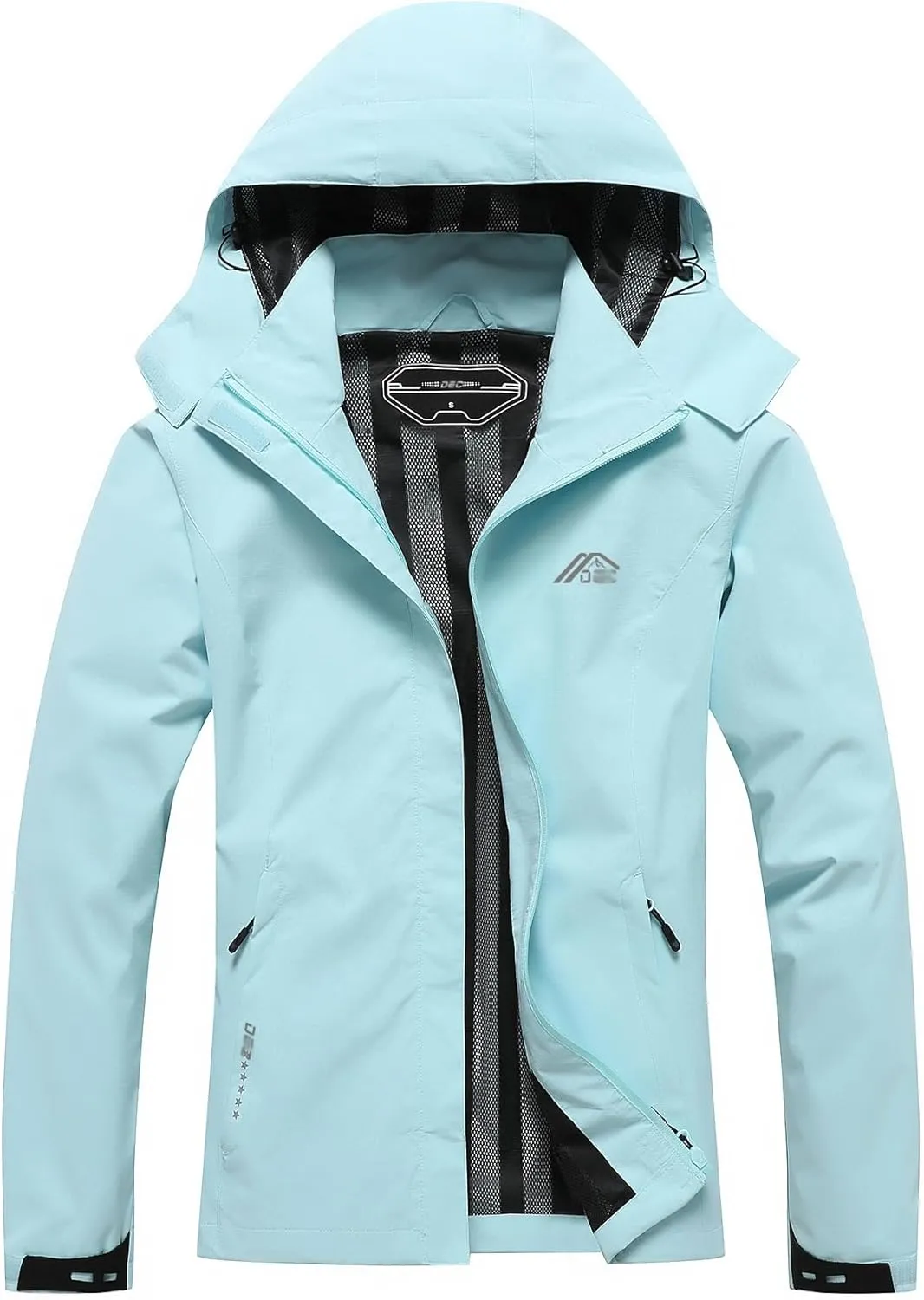 Women's Waterproof Raincoat Lightweight Rain Jacket Detachable Hood Travel Outdoor