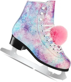 Women's/Girls Figure Ice Skates - Youth Figure Skating Shoes with Size Expansion - Comfortable, Durable, and Safe Indoor Outdoor Size 5 6 7 8 9 10