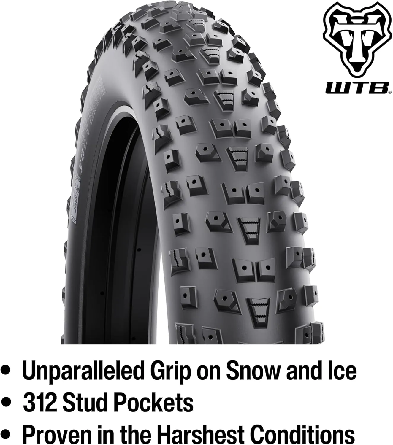 WTB Bailiff 27.5” x 4.5” Fat Bike Tire, Ultimate Snow & Ice Traction, Available Stud-Ready or Pre-Studded, Tubeless Ready Light High Grip Casing, 120tpi