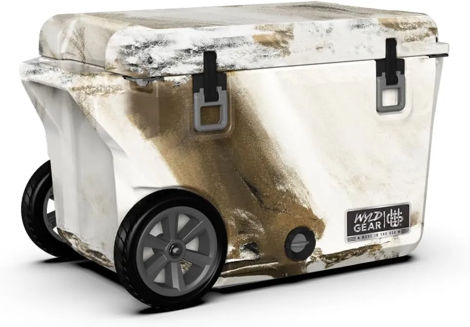 Wyld Gear 50qt Freedom Series Cooler with Wheels – Durable, High-Performance Ice Retention, Portable with Tow-and-Stow Handle – Ideal for Outdoor Adventures, Tailgating, and Camping