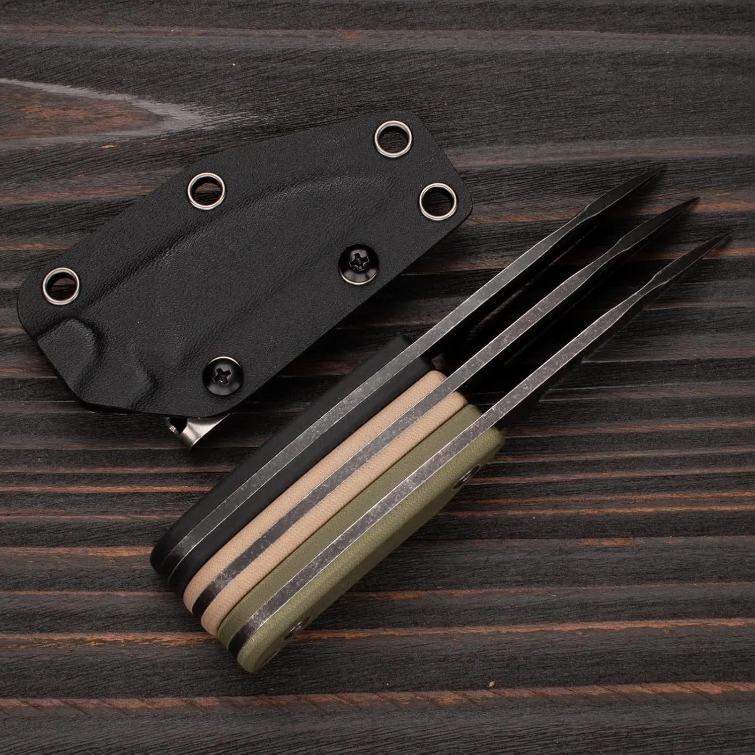 X-YTT Neck Knife with Sheath, 5.79" D2 Stonewashed Sheepsfoot Blade Fixed Blade Knife with Belt Clip, Lightweight Tactical Knife with G10 Khaki Handle, Outdoor, Camping, Hiking