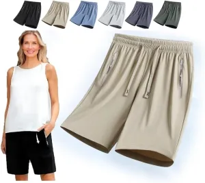 XIRUJNFD ICY Shorts - Airyflex Iced Active Silk Cooling Stretch Quick Drying Shorts for Senior Women Over 50, Breathable