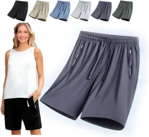 XIRUJNFD ICY Shorts - Airyflex Iced Active Silk Cooling Stretch Quick Drying Shorts for Senior Women Over 50, Breathable