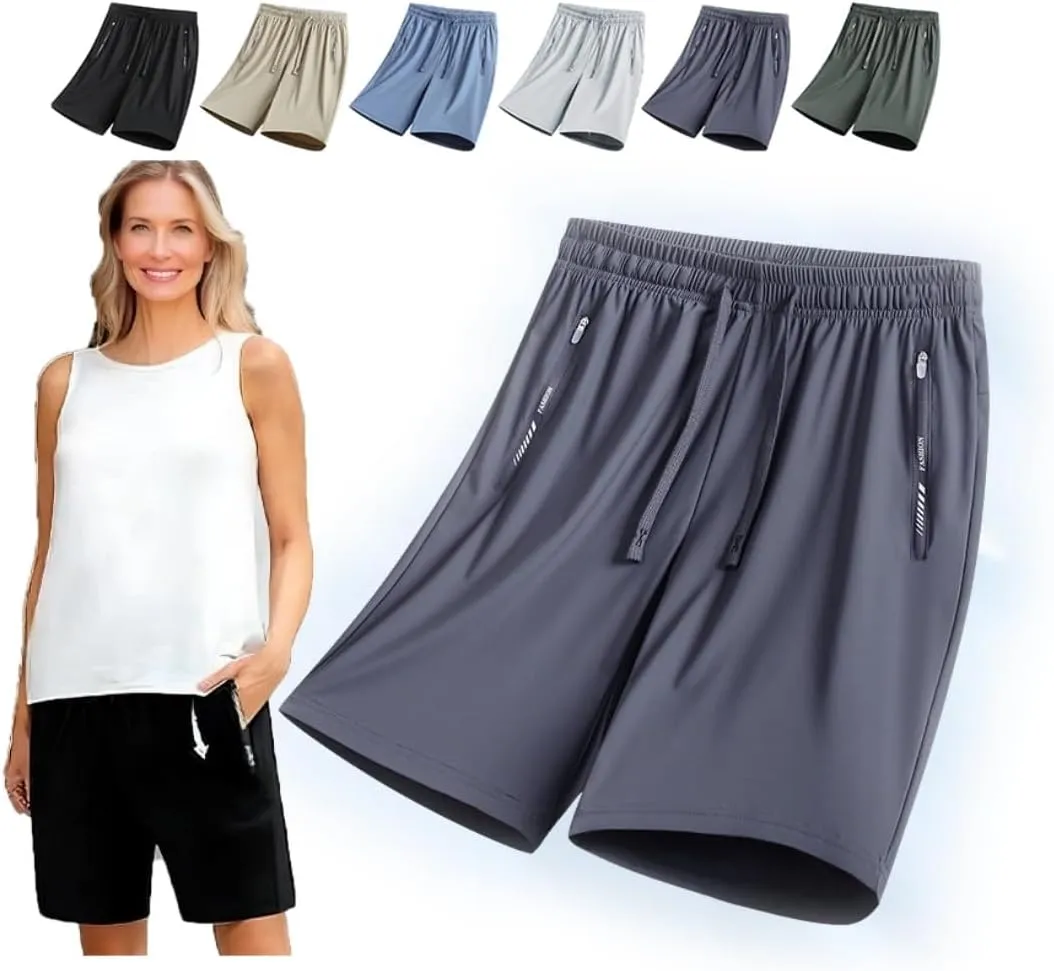 XIRUJNFD ICY Shorts - Airyflex Iced Active Silk Cooling Stretch Quick Drying Shorts for Senior Women Over 50, Breathable