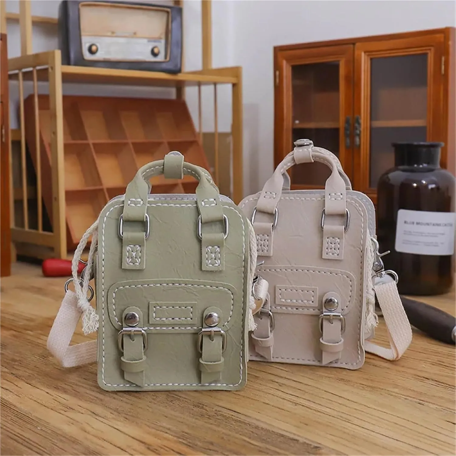 XNQOUS DIY Leather Bag Kit 1Set Leather Handmade Shoulder Messenger Bag DIY Hand LeatherCraft Material for Women(Beige Material Kit)