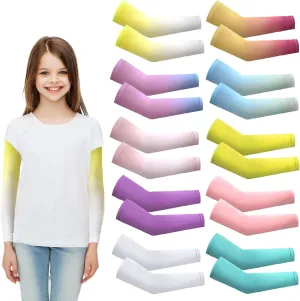 Xuhal 10 Pairs Arm Sleeves for Kids Compression Baseball Football 8-14 Years UV Sun Protection Sleeves for Youth