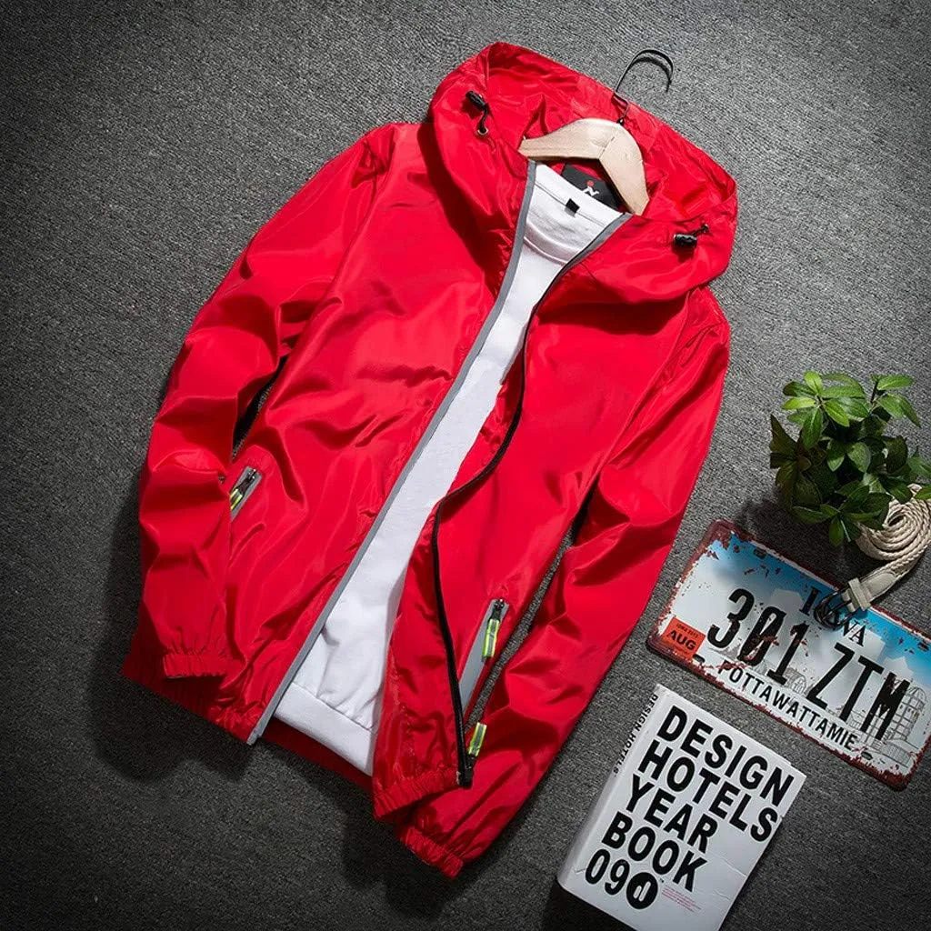Ymosrh Men's Hooded Waterproof Lightweight Windbreaker Jackets Nylon Wind & Water Resistant Rain Jacket, M-7XL