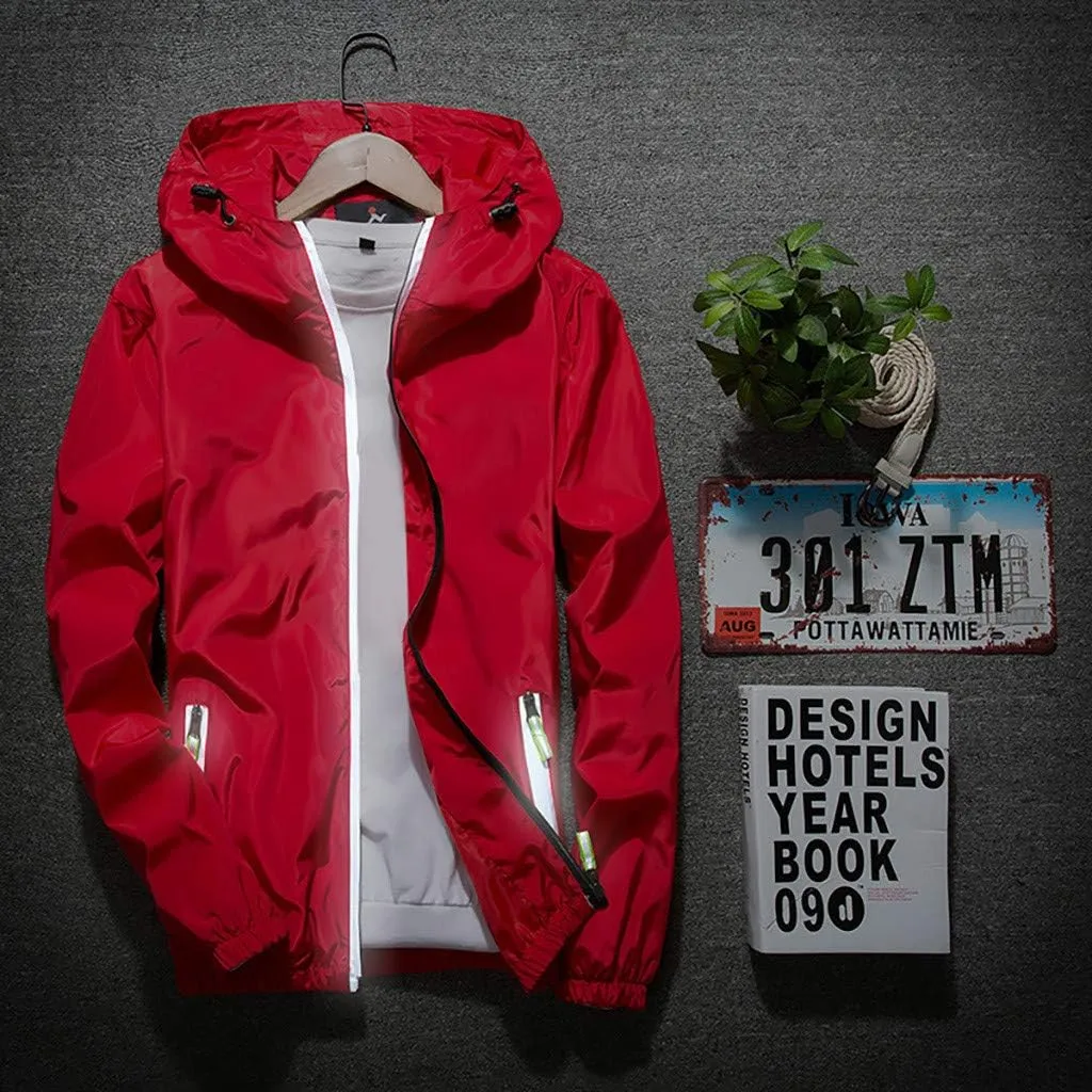 Ymosrh Men's Hooded Waterproof Lightweight Windbreaker Jackets Nylon Wind & Water Resistant Rain Jacket, M-7XL