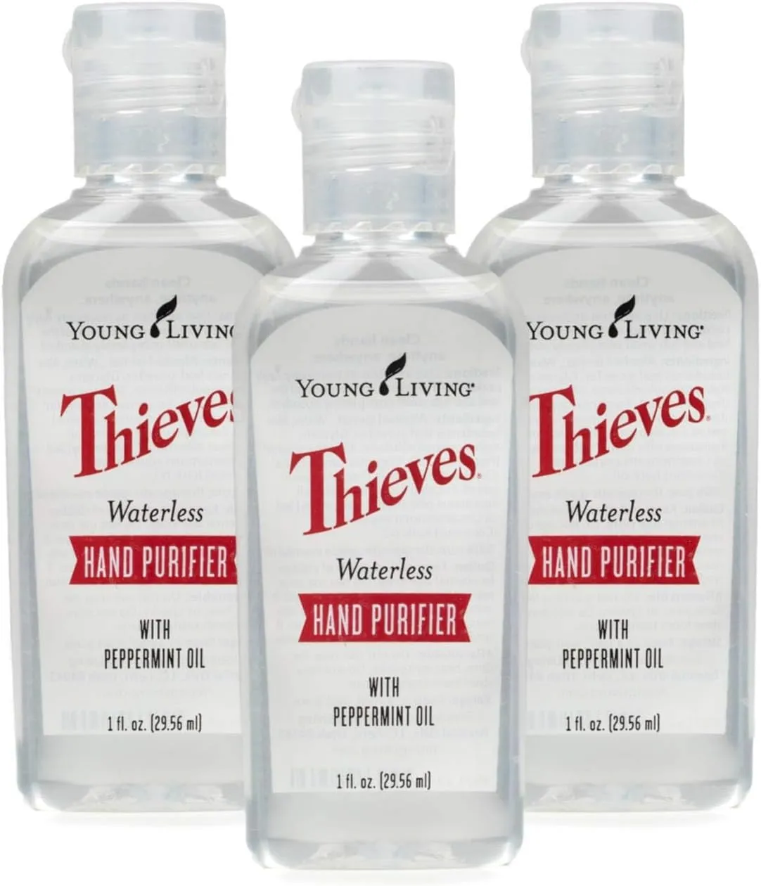 Young Living Thieves Waterless Hand Purifier with Peppermint Oil | 1 oz | Convenient, Refreshing, and Gentle Cleanser for Soft Hands | 3 Pack