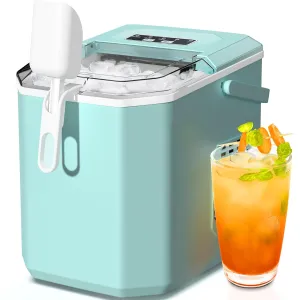 ZAFRO Countertop Ice Maker,Portable Ice Machine with Carry Handle,Self-Cleaning,Basket and Scoop,9 Cubes in 6 Mins,26.5lbs/24Hrs,2 Sizes of Bullet Ice,for Home,Kitchen,Party,Black