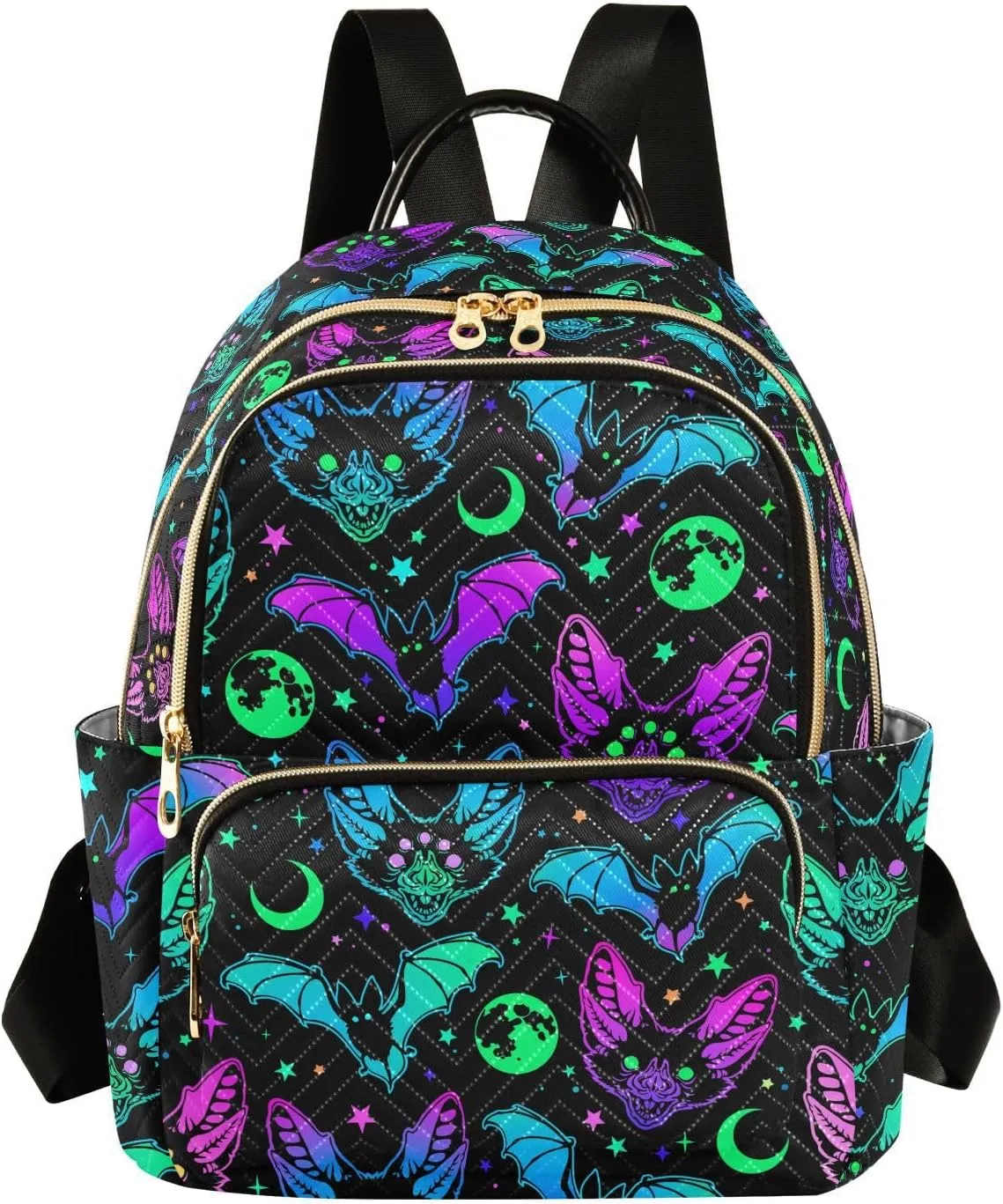 ZAZYXTJ Bat Magic Backpack Purse for Women Quilted Mini Fashion Backpacks Lightweight Travel Casual Backpack