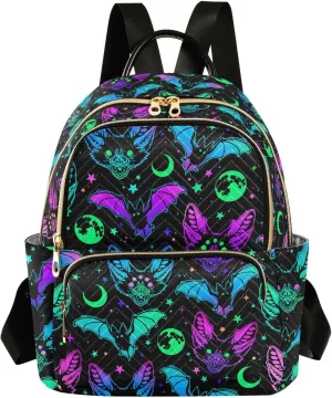 ZAZYXTJ Bat Magic Backpack Purse for Women Quilted Mini Fashion Backpacks Lightweight Travel Casual Backpack