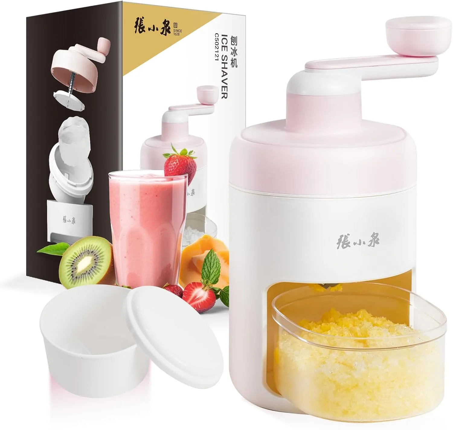 ZHANG XIAO QUAN SINCE 1628 Hand-cranked Shaver Ice and Snow Cone Machine, Manual Shaved Ice Machine Household Protable Small Slushie Machine - BPA Free