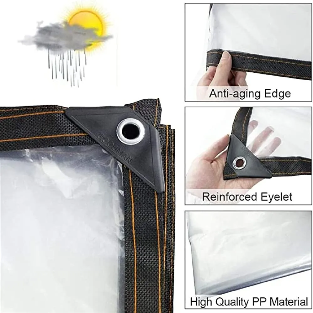 ZHANGQINGXIU Transparent Tarps Tarpaulin with Eyelets Waterproof Heavy Duty Weatherproof Winter Antifreeze Thicken PVC Soft Film Ripstop, 41 Sizes (Color : Clear, Size : 1.2x1.6m)