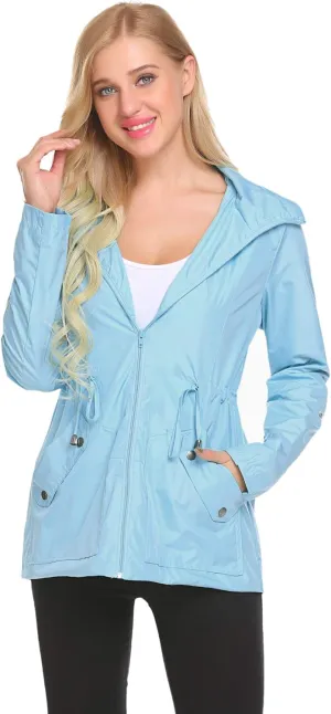ZHENWEI Rain Jacket Women Waterproof with Lined Raincoat Outdoor Active Travel Hiking