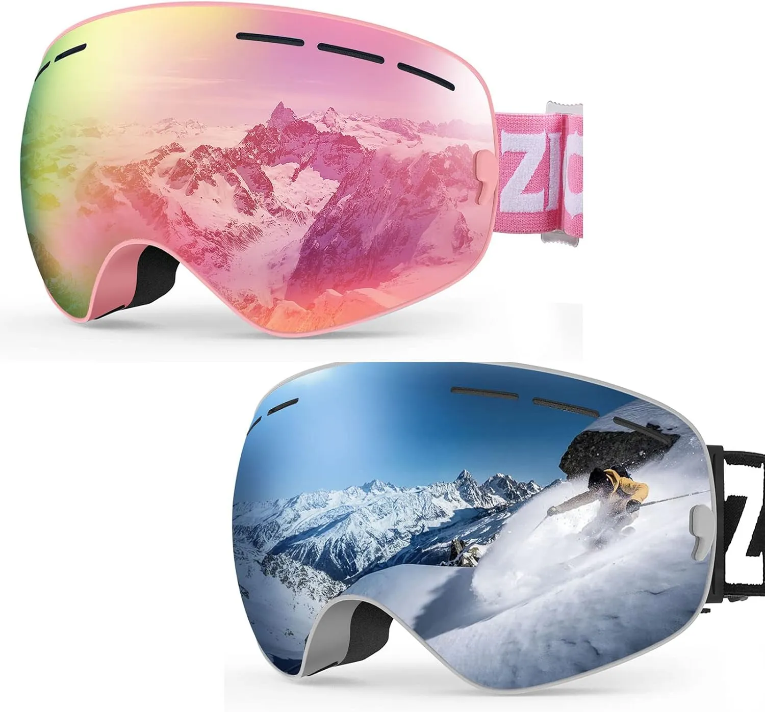 ZIONOR Lagopus Ski Goggles and XMINI Kids Ski Goggles