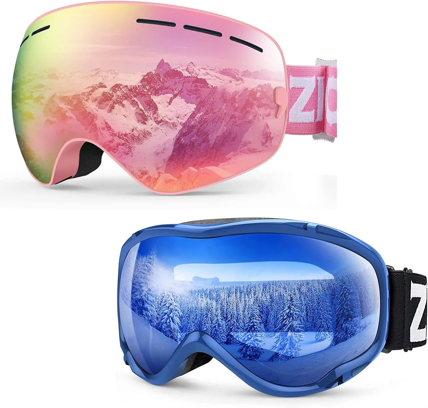 ZIONOR Lagopus Ski Goggles and XMINI Kids Ski Goggles