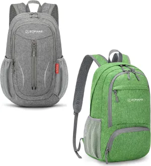 ZOMAKE 10/20L Small Hiking Backpack for Women Men - Lightweight Packable Hiking Daypack - Tear Resistant Foldable Day Pack for Travel Camping Outdoor Sports(Grey&Dark Green)