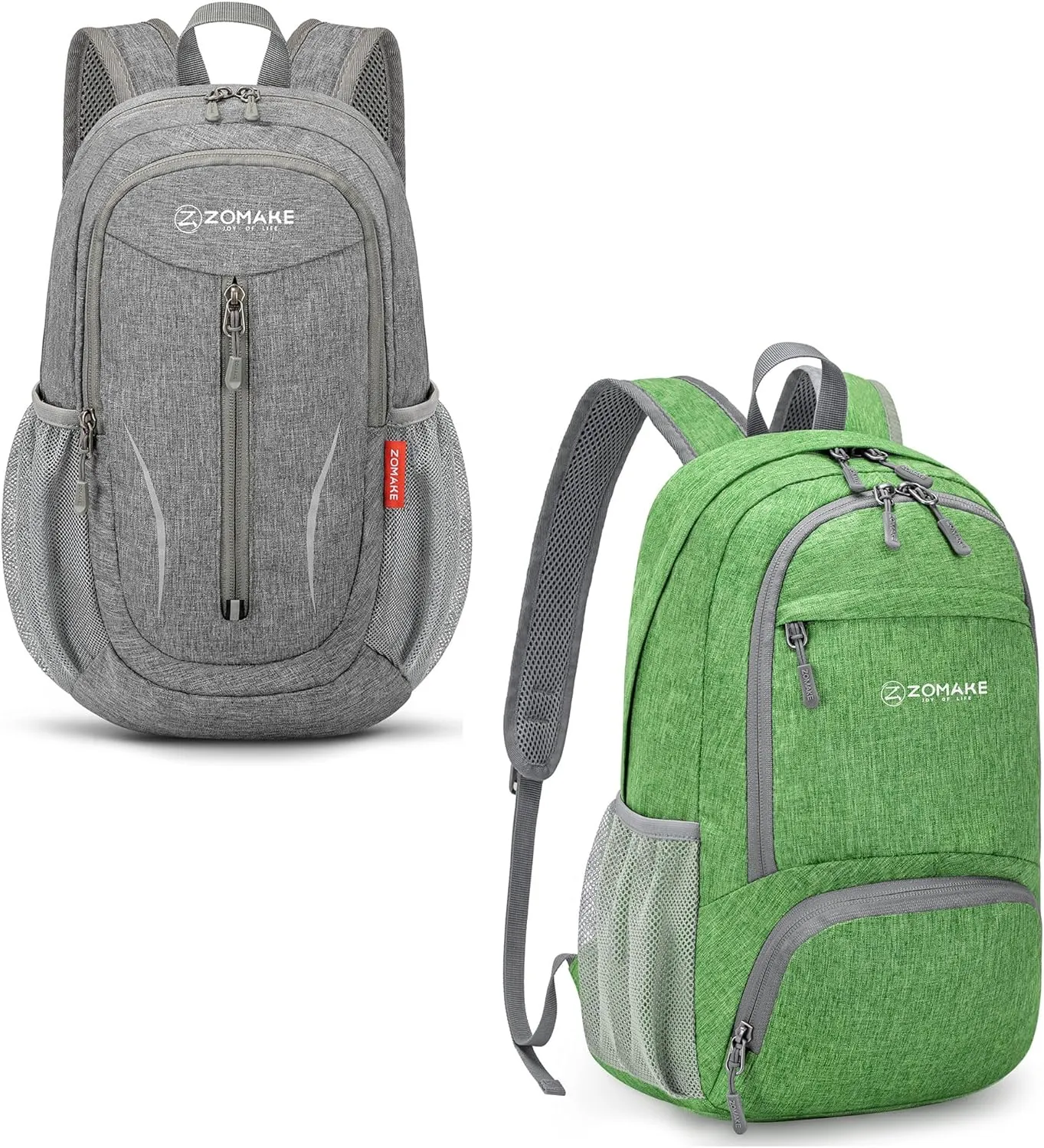 ZOMAKE 10/20L Small Hiking Backpack for Women Men - Lightweight Packable Hiking Daypack - Tear Resistant Foldable Day Pack for Travel Camping Outdoor Sports(Grey&Dark Green)
