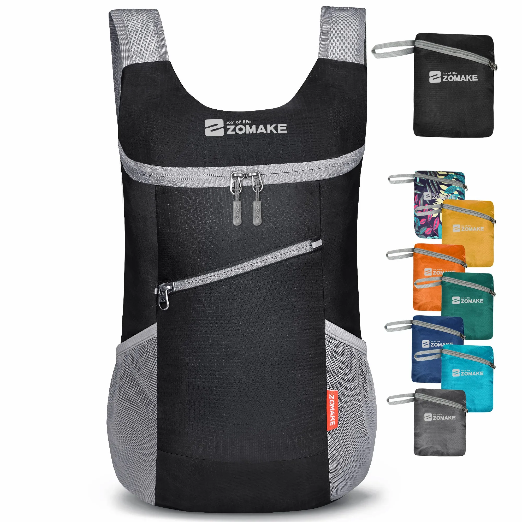 ZOMAKE Lightweight Packable Backpack 14L - Foldable Backpack Small Daypack Hiking Backpack Water-Resistant Day Bag for Travel(Black)