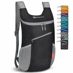 ZOMAKE Lightweight Packable Backpack 14L - Foldable Backpack Small Daypack Hiking Backpack Water-Resistant Day Bag for Travel(Black)