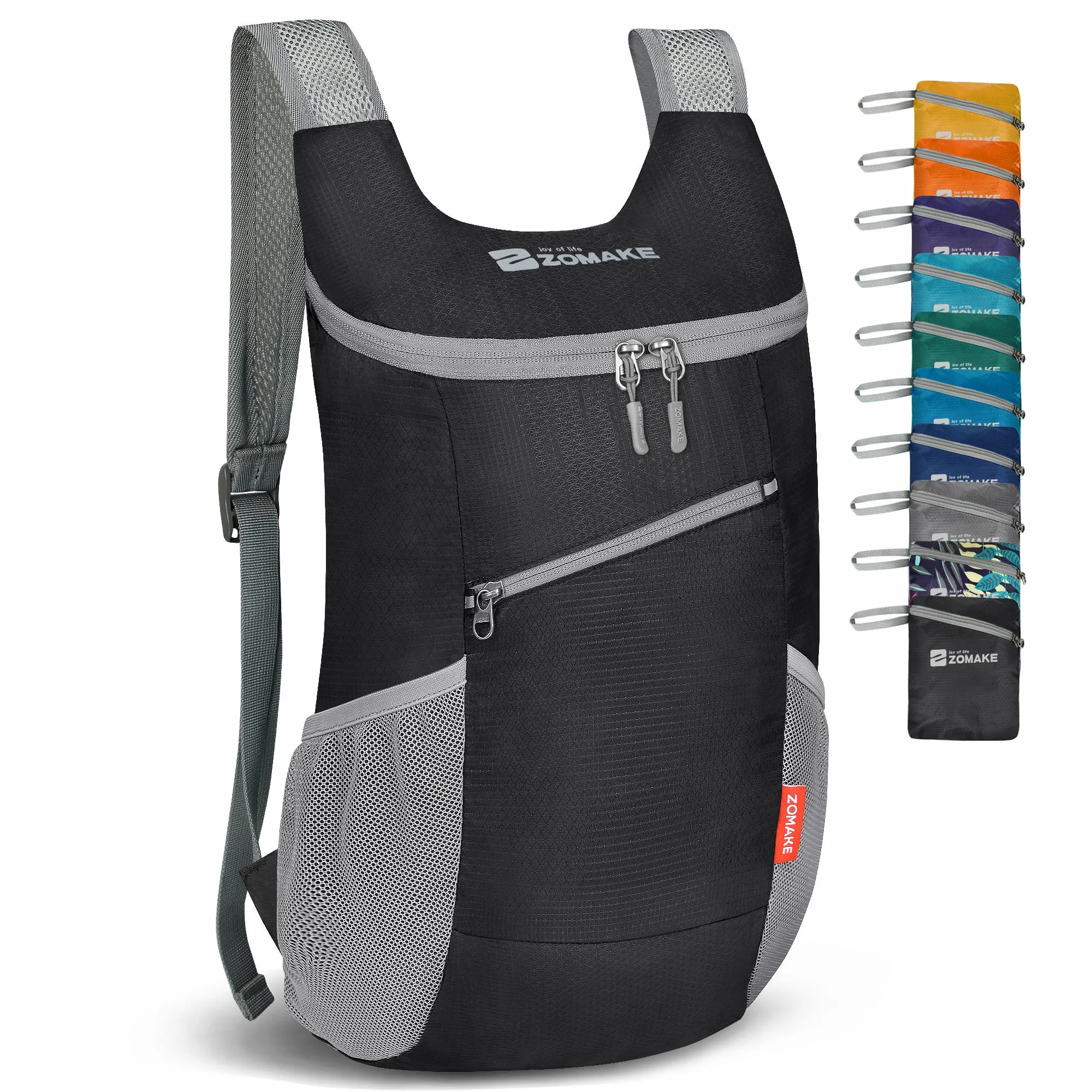 ZOMAKE Lightweight Packable Backpack 14L - Foldable Backpack Small Daypack Hiking Backpack Water-Resistant Day Bag for Travel(Black)