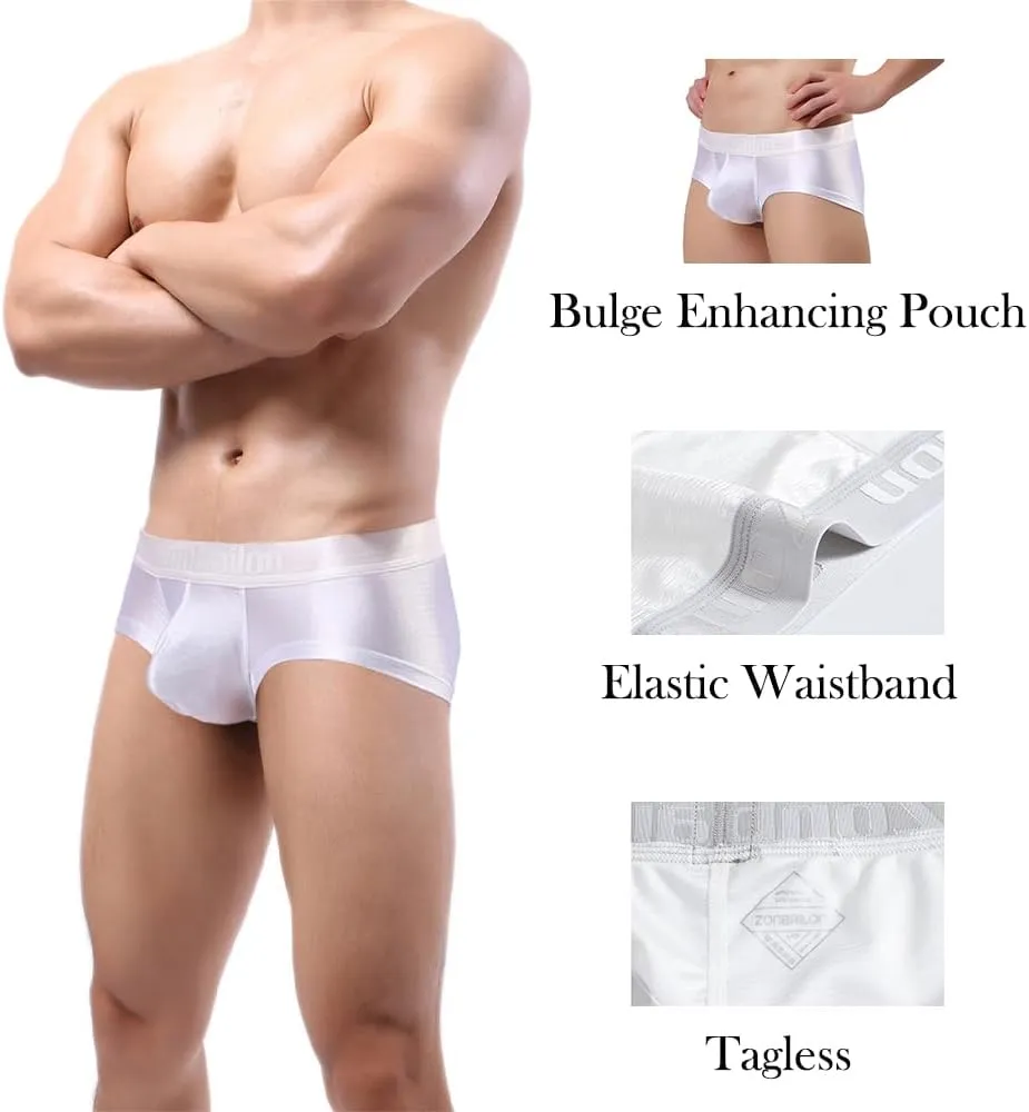 ZONBAILON Mens Sexy Ice Silk Boxer Briefs Underwear Low Rise Bulge Enhancing Pouch Trunks Pack M L XL 2XL 3XL
